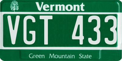 VT license plate VGT433