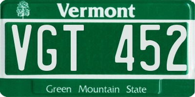 VT license plate VGT452