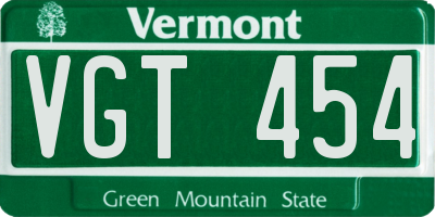 VT license plate VGT454