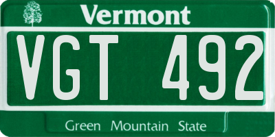 VT license plate VGT492