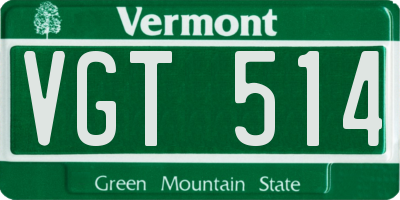 VT license plate VGT514