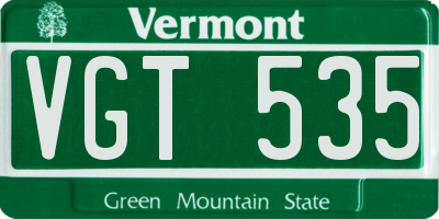 VT license plate VGT535