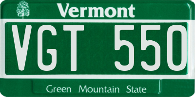 VT license plate VGT550