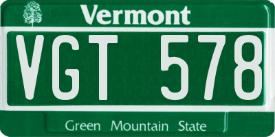 VT license plate VGT578