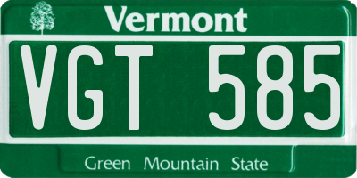 VT license plate VGT585