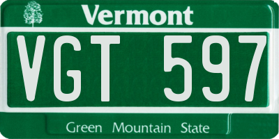 VT license plate VGT597