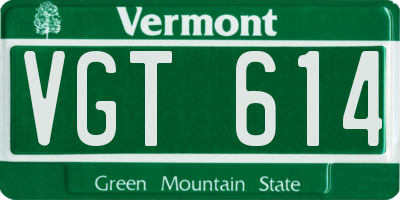 VT license plate VGT614