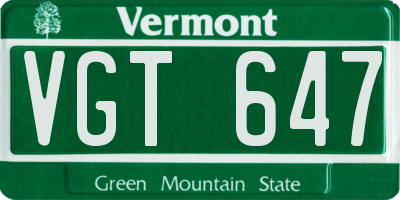 VT license plate VGT647