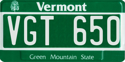 VT license plate VGT650
