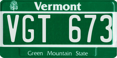 VT license plate VGT673