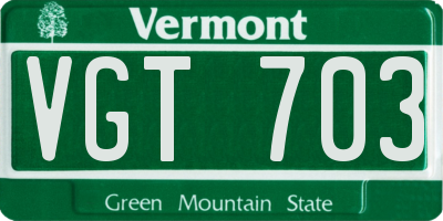 VT license plate VGT703