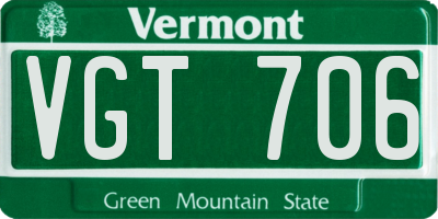 VT license plate VGT706
