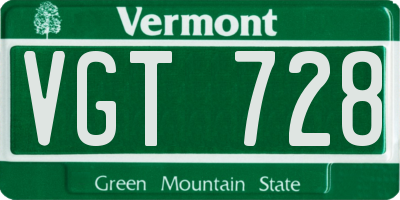 VT license plate VGT728