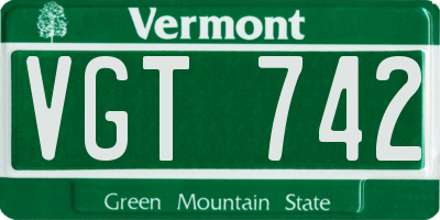 VT license plate VGT742