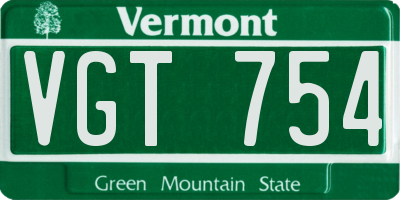 VT license plate VGT754