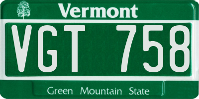 VT license plate VGT758