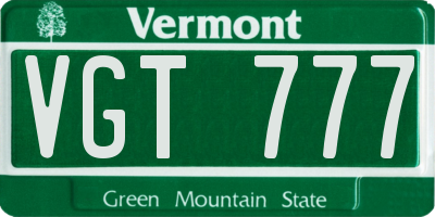 VT license plate VGT777