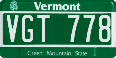 VT license plate VGT778