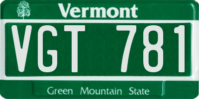 VT license plate VGT781