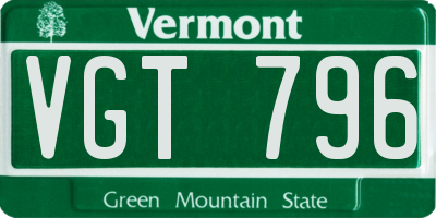 VT license plate VGT796