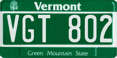 VT license plate VGT802