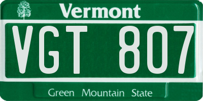 VT license plate VGT807