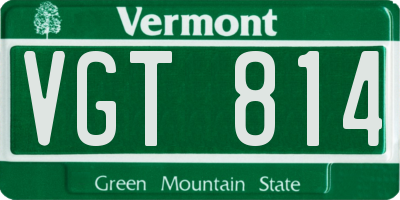 VT license plate VGT814