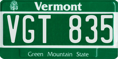 VT license plate VGT835