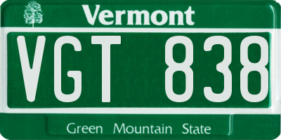 VT license plate VGT838