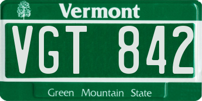 VT license plate VGT842