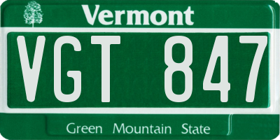 VT license plate VGT847