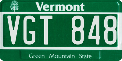 VT license plate VGT848