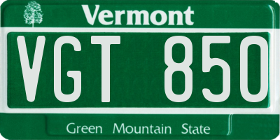 VT license plate VGT850