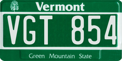 VT license plate VGT854