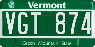 VT license plate VGT874