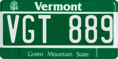 VT license plate VGT889
