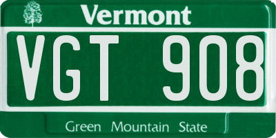 VT license plate VGT908