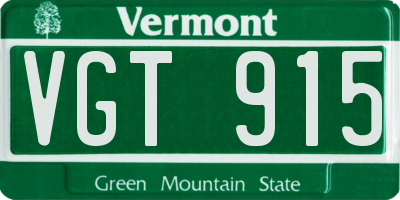 VT license plate VGT915