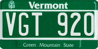 VT license plate VGT920