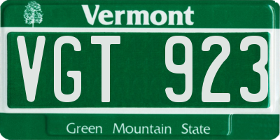 VT license plate VGT923