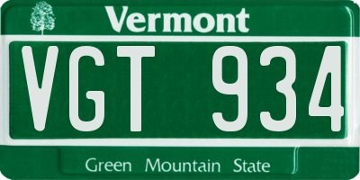 VT license plate VGT934