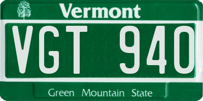 VT license plate VGT940
