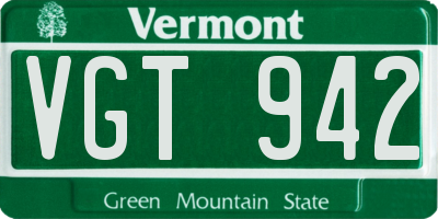 VT license plate VGT942
