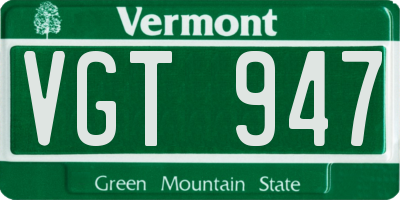 VT license plate VGT947