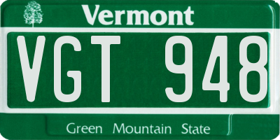VT license plate VGT948