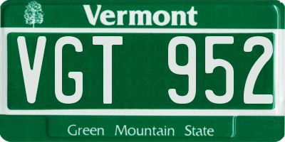 VT license plate VGT952