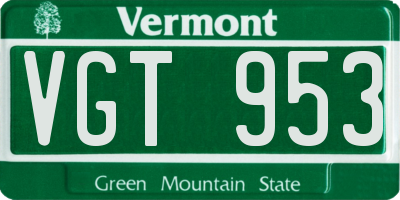 VT license plate VGT953