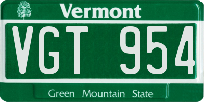 VT license plate VGT954