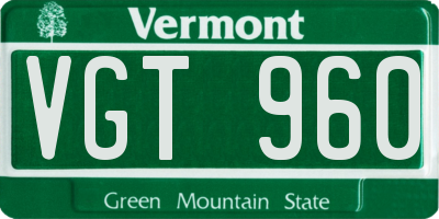 VT license plate VGT960