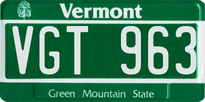 VT license plate VGT963